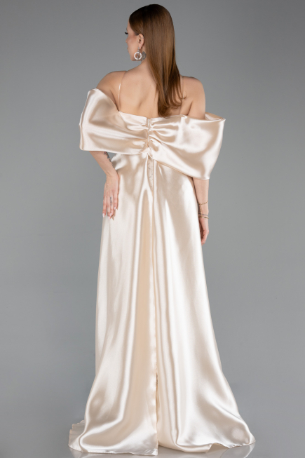 Robe De Soirée Perlé Longue Beige ABU5234