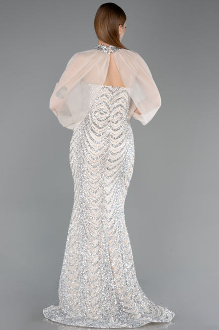 Robe Queue de Poisson Longue Squameuse Beige ABU5947