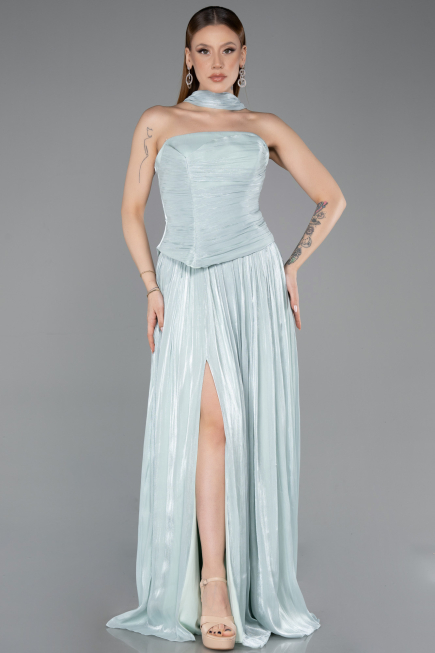Robe de Soirée Longue Mousseline Menthe ABU5957
