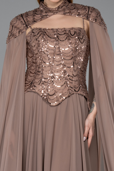 Robe de Soirée Longue Mousseline Cuivre ABU5931