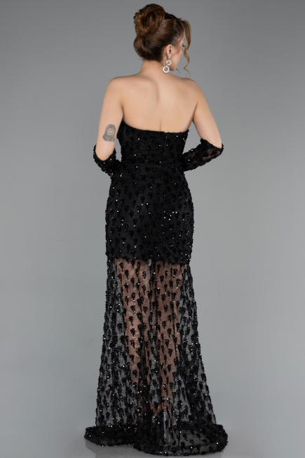 Robe Queue de Poisson Courte Squameuse Noir ABK2581