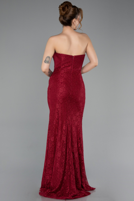 Robe De Soirée Dantelle Longue Rouge Bordeaux ABU5815