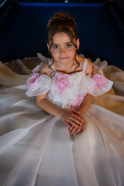 Robe de Mariage Pour Enfant Longue Satin Blanc ABG182