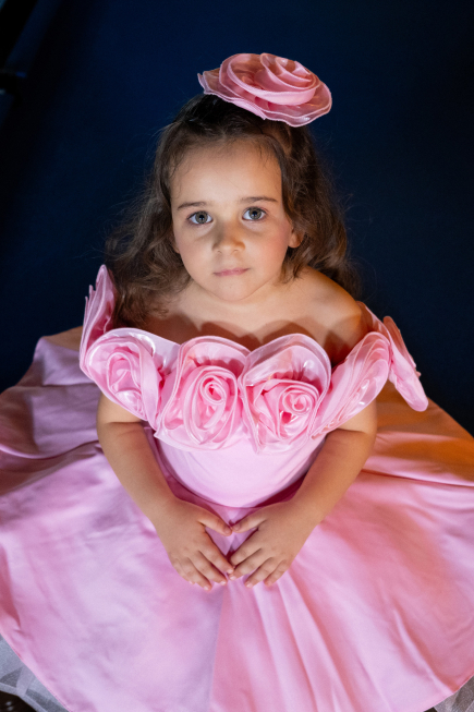 Robe de Soirée Enfants Courte Satin Rose ABK2573