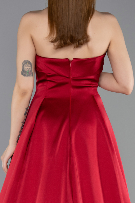 Robe de Soirée Longue Satin Rouge ABU5932