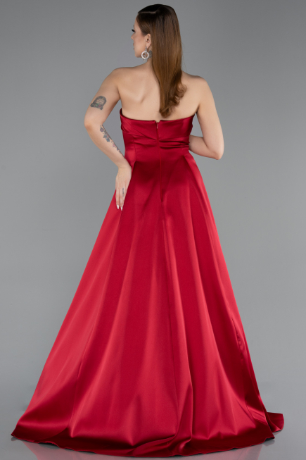 Robe de Soirée Longue Satin Rouge ABU5932