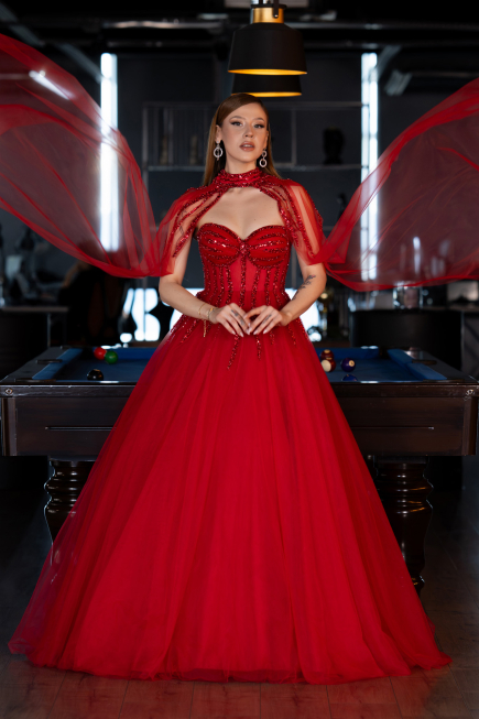 Robe de Soirée Longue Rouge ABU5935