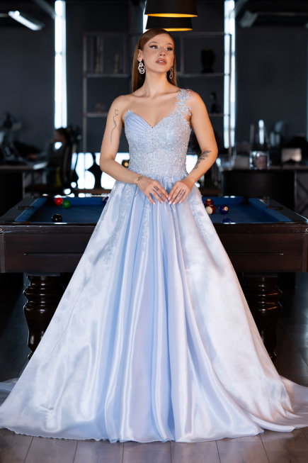 Robe Haute Couture Longue Bleu clair ABU5963
