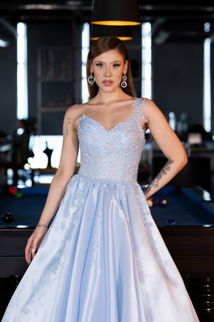 Robe Haute Couture Longue Bleu clair ABU5963