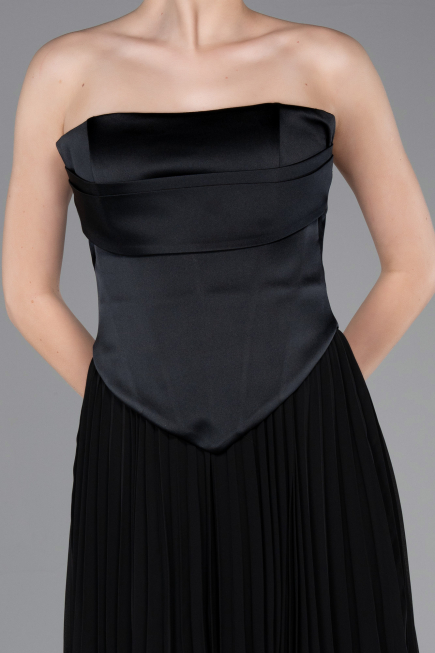 Robe de Cérémonie Courte Mousseline Noir ABK2590