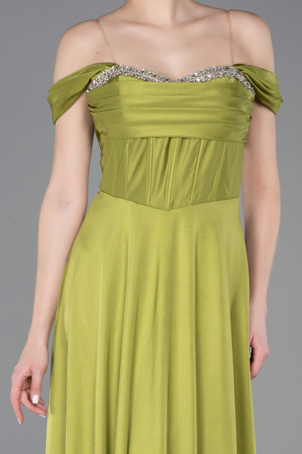 Robe de Soirée Longue Pistache vert ABU5938