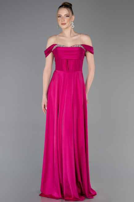 Robe de Soirée Longue Fushia ABU5938
