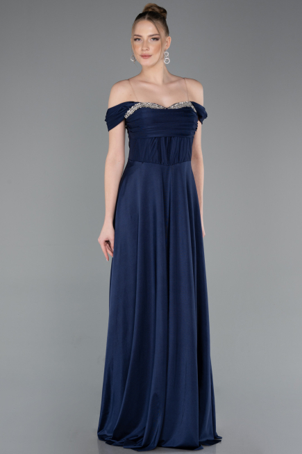 Robe de Soirée Longue Bleu Marine ABU5938