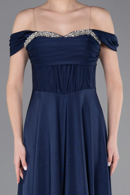 Robe de Soirée Longue Bleu Marine ABU5938