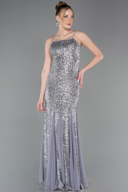 Robe Queue de Poisson Longue Argent ABU5939