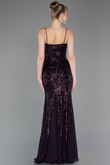 Robe Queue de Poisson Longue Violet Foncé ABU5939