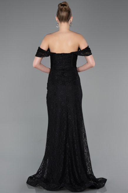Robe de Soirée Longue Dantelle Noir ABU5973
