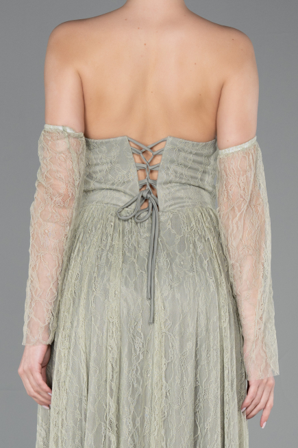 Robe de Soirée Longue Dantelle Menthe ABU5887