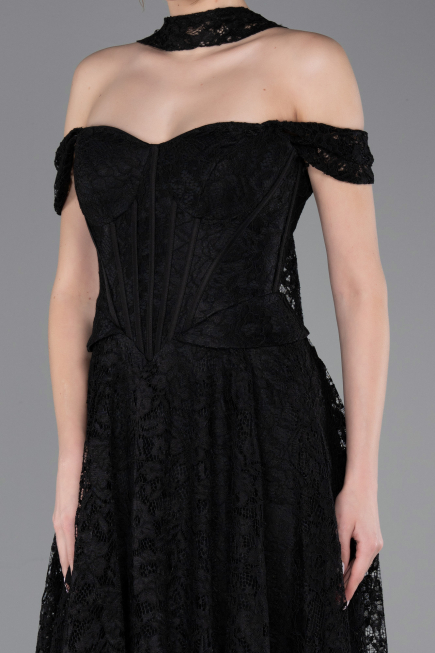Robe de Soirée Longue Dantelle Noir ABU5942
