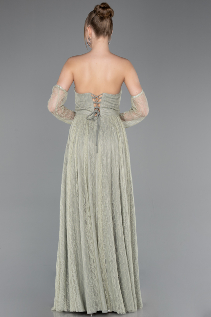 Robe de Soirée Longue Dantelle Menthe ABU5887