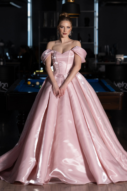 Robe Haute Couture Longue Satin Poudre ABU5749