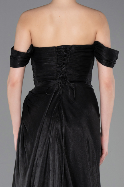 Robe de Soirée Longue Mousseline Noir ABU5974