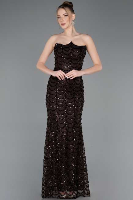 Tenue de Soirée Longue Squameuse Brun ABU5979