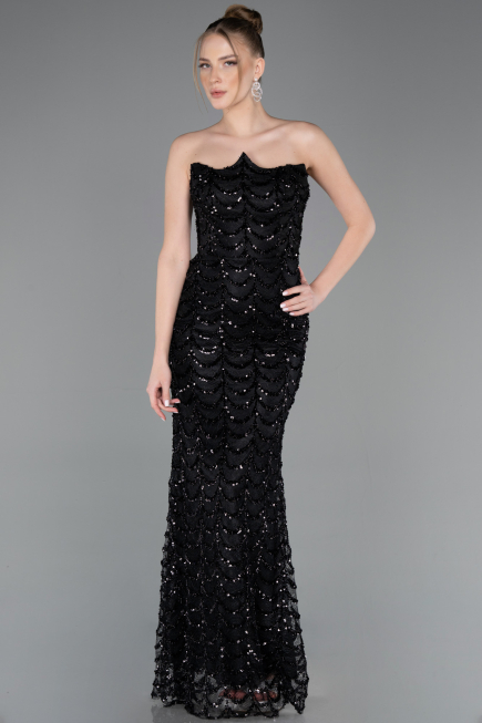 Tenue de Soirée Longue Squameuse Noir ABU5979