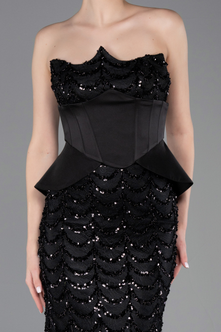 Tenue de Soirée Longue Squameuse Noir ABU5979