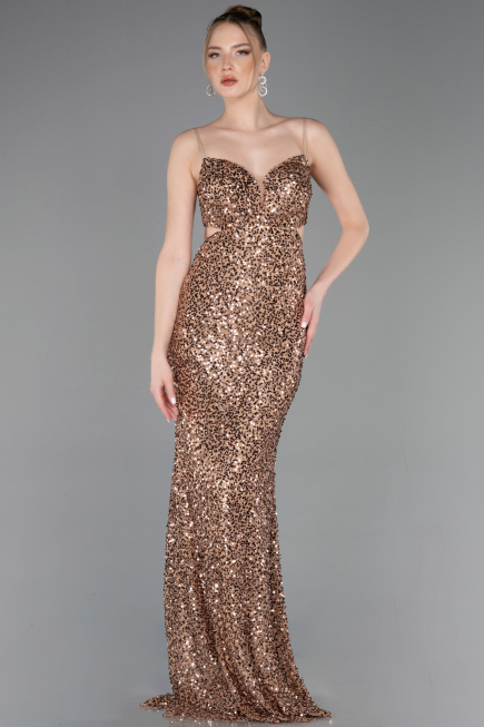 Robe de Soirée Longue Cuivre ABU5980
