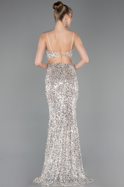 Robe de Soirée Longue Beige ABU5980