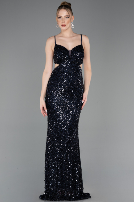 Robe de Soirée Longue Bleu Marine ABU5980