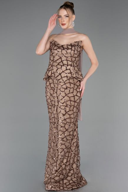 Robe Queue de Poisson Longue Squameuse Cuivre ABU5982