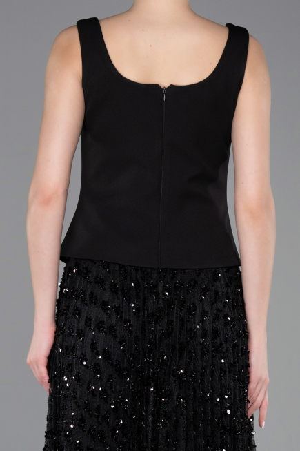 Robe de Soirée Longue Squameuse Noir ABU5986