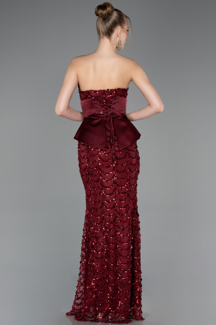 Tenue de Soirée Longue Squameuse Rouge Bordeaux ABU5979