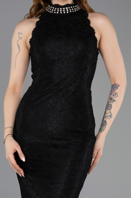 Robe de Soirée Longue Dantelle Noir ABU5987