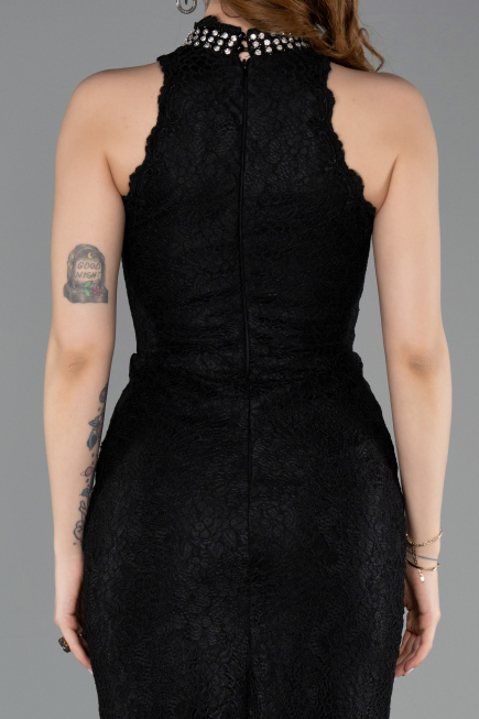 Robe de Soirée Longue Dantelle Noir ABU5987
