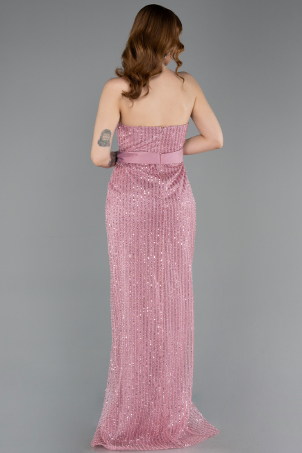 Robe de Soirée Longue Perlé Poudre ABU5988