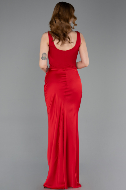 Robe de Soirée Longue Satin Rouge ABU5990