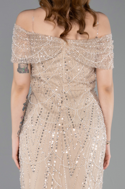 Robe De Soirée Midi Perlé Or ABK2592