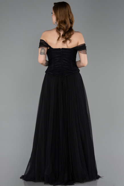 Robe de Soirée Longue Dantelle Noir ABU5996