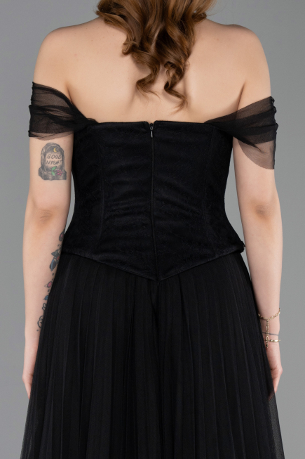 Robe de Soirée Longue Dantelle Noir ABU5996