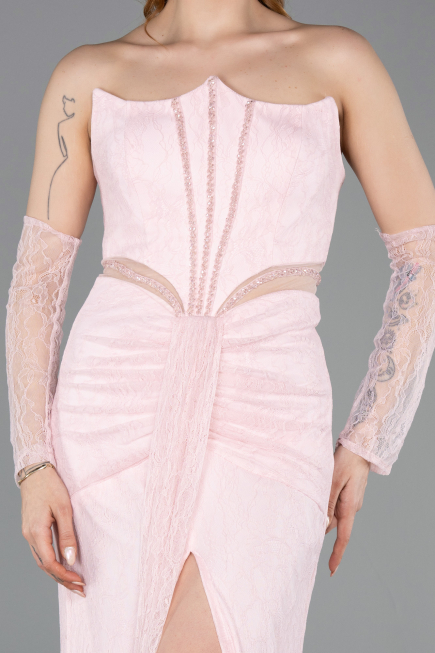Robe De Soirée Dantelle Longue Poudre ABU5736
