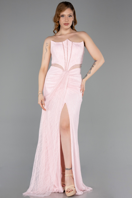 Robe De Soirée Dantelle Longue Poudre ABU5736