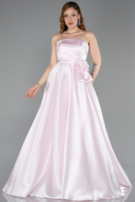 Robe de Soirée Longue Satin Poudre ABU5998