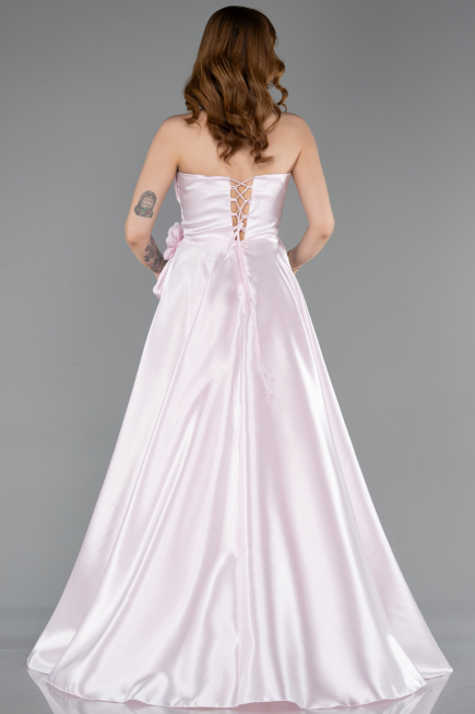 Robe de Soirée Longue Satin Poudre ABU5998