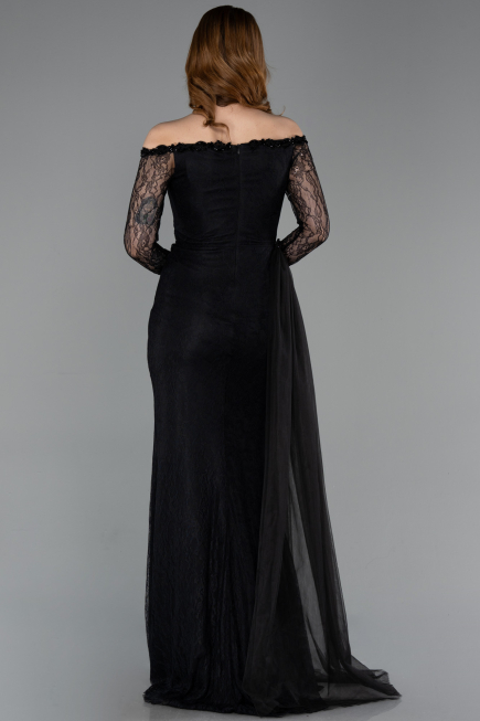 Robe de Soirée Longue Dantelle Noir ABU5999
