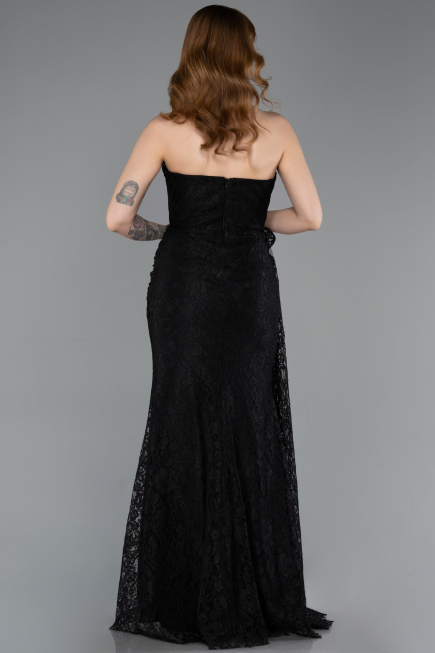Robe Queue de Poisson Longue Dantelle Noir ABU5975
