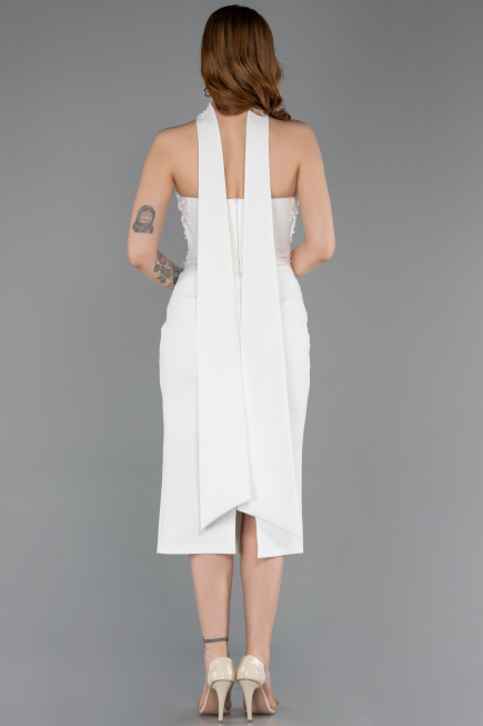 Robe de Cérémonie Midi Blanc ABK2593