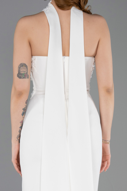 Robe de Cérémonie Midi Blanc ABK2593